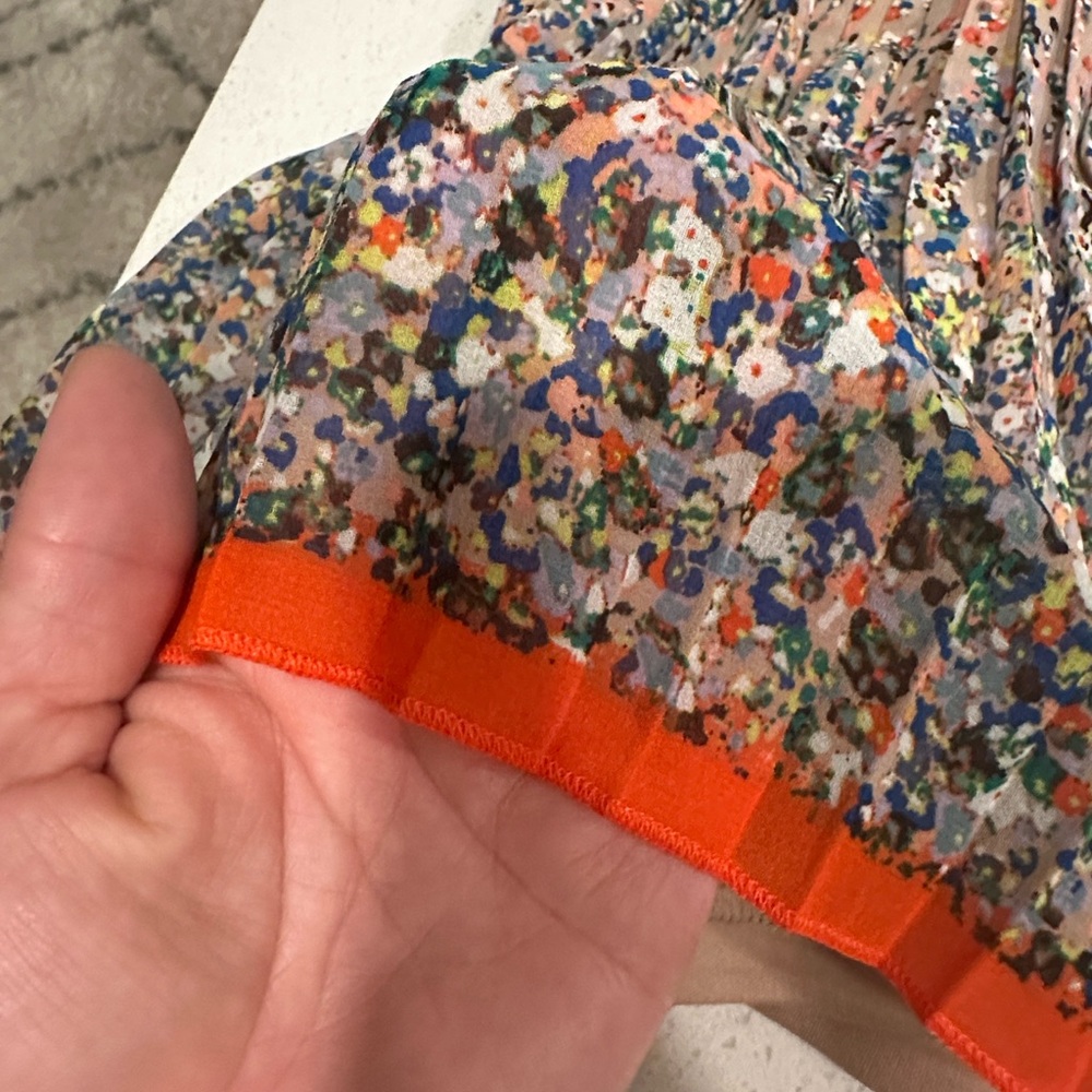 American Eagle Outfitters Floral Mini Skirt with Orange Trim - Picture 3 of 7